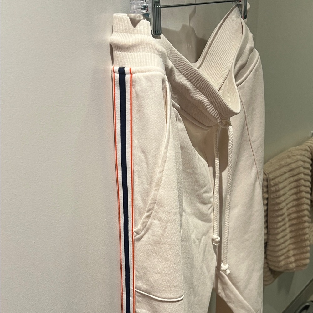 Lou & Grey Off-White Jogger with blue and orange side stripe